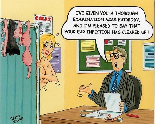 Rude Postcard Doctor Examines Busty Woman