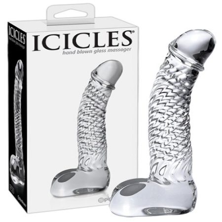 Icicles No 61 Textured Realistic Glass Dildo 2