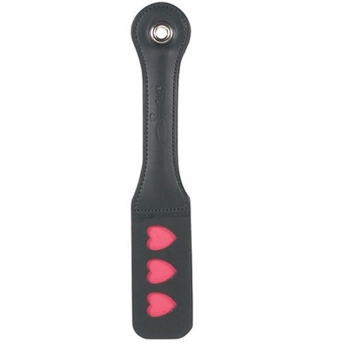 Sportsheets 12 Inch Leather Heart Paddle Black 1