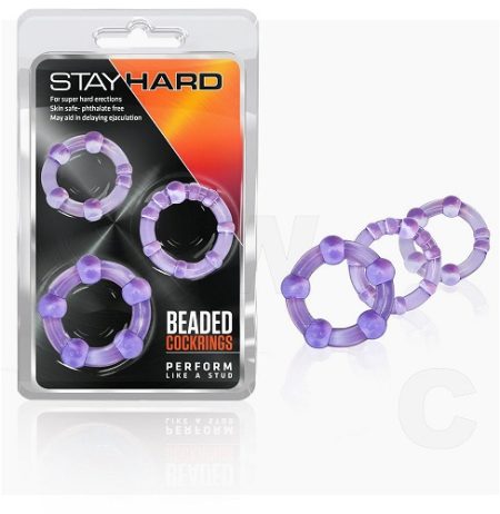 Stay Hard Beaded Cock Rings Purple (3 Pack) 1