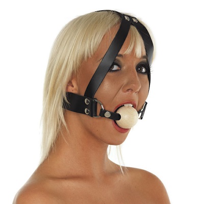 Rimba Leather Headstrap Gag With Wooden Ball 1