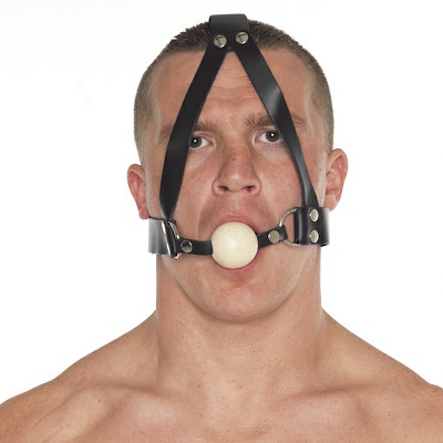 Rimba Leather Headstrap Gag With Wooden Ball 2