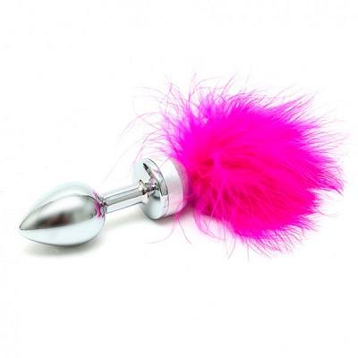 Rimba Small Butt Plug With Pink Feathers 1