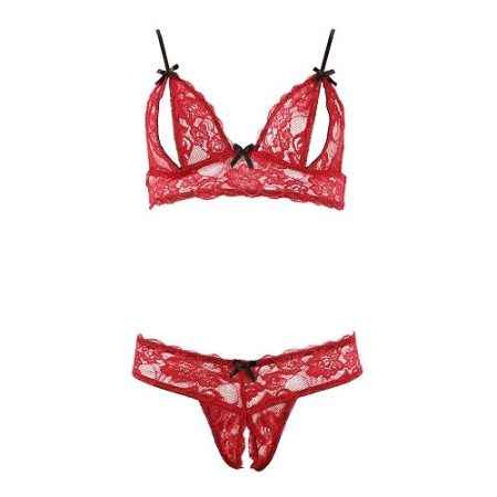 Cottelli Open Cup Bra and Crotchless Thong Set 3