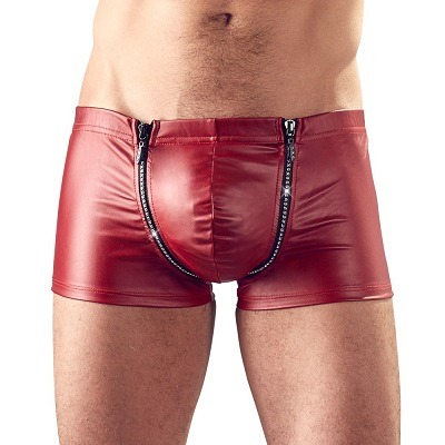 Svenjoyment Red Matt Look Pants With Rhinestones 1