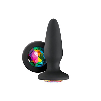 Glams Silicone Rainbow Gem Butt Plug Black 1