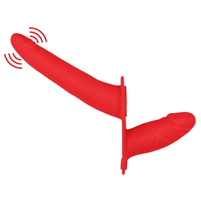 Ouch Red Double Vibrating Silicone Strap On 1