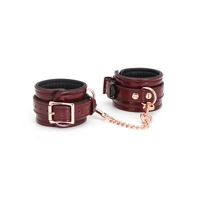 Wine Red Leather Wrist Restraints 1