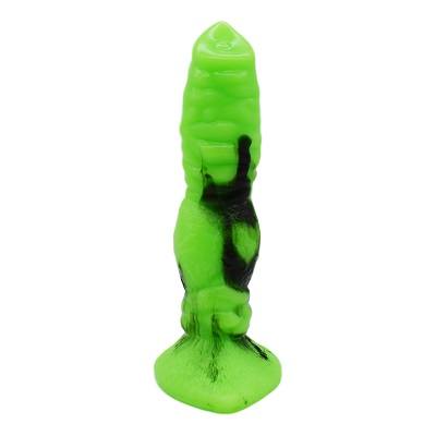 Colourful Silicone Wolf Dildo Green and Black 1